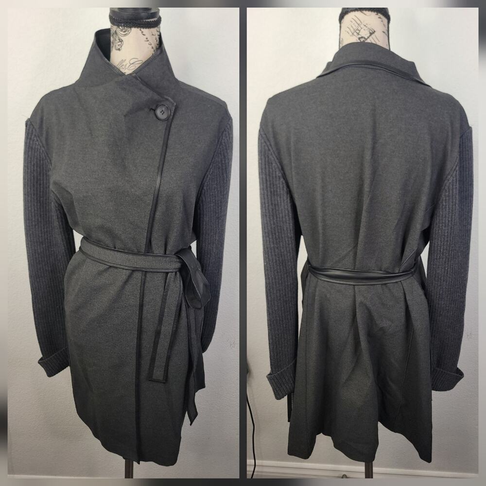Lafayette 148 Trench Coat Womens SZ XL Cowl Neck Gray New NWT